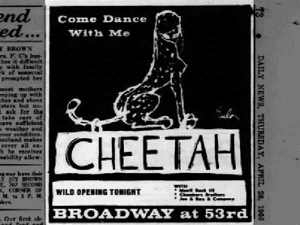 Poster en el que se puede apreciar el logotipo de la discoteca Cheetah