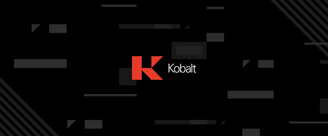 Banner con fondo negro y el logo rojo de Kobalt
