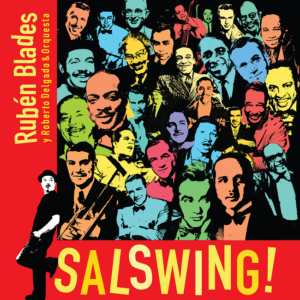 Caratula del álbum Salswing con fondo rojo y letras en amarillo