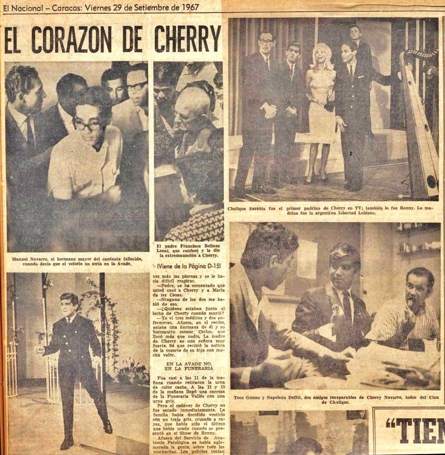 Recorte de periódico sobre la muerte de Cherry Navarro
