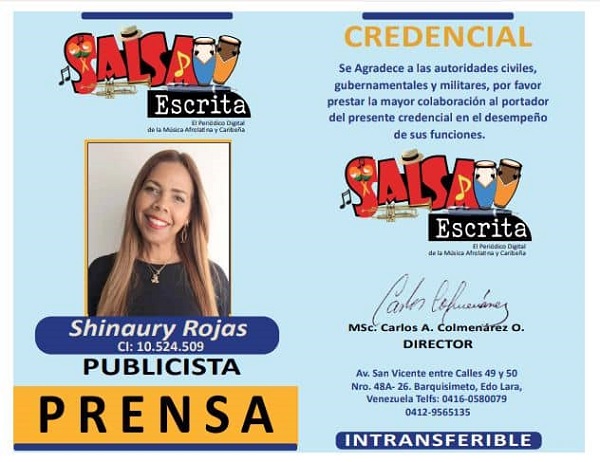 Lcda. Shinaury Rojas Publicista para El Periodico Digital Salsa Escrita