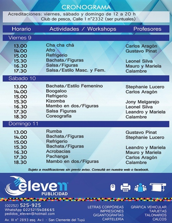 San Clemente 3rd Salsa Congress 2016 - Cronograma