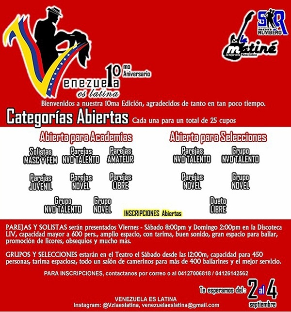 10mo Festival Nacional de Baile de Salsa Venezuela es ES LATINA - Categorias