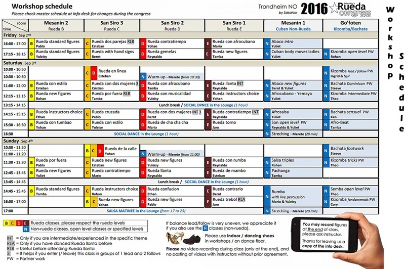 Congreso de Rueda de SalsaNor 2016 - Schedule