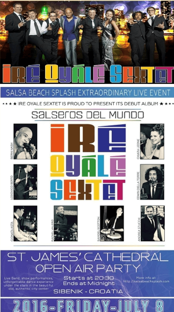 Iré Oyalé Sextet - En el festival Salsa Beach Splash en Šibenik, Croacia - Flyer